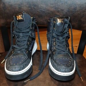Michael Kors Black and Gold High-Top Sneakers